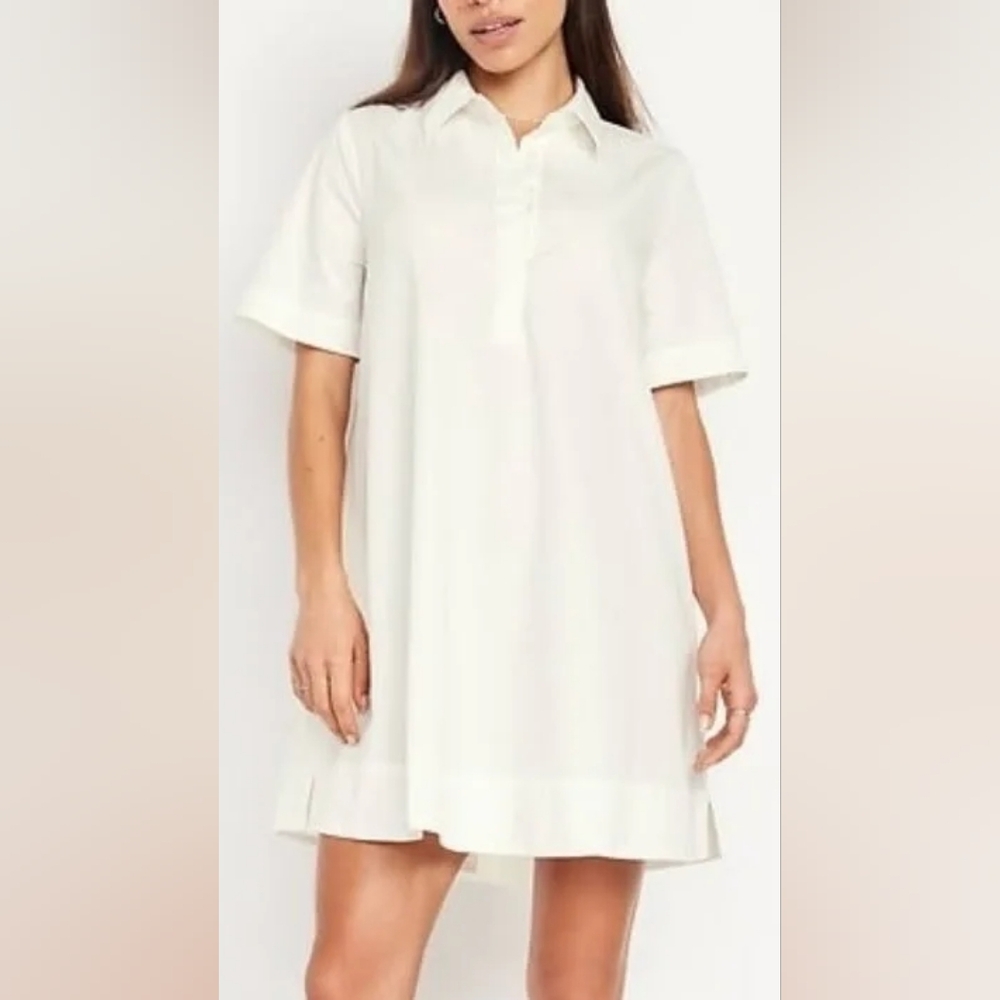 Old Navy White Collared Shirt Dress